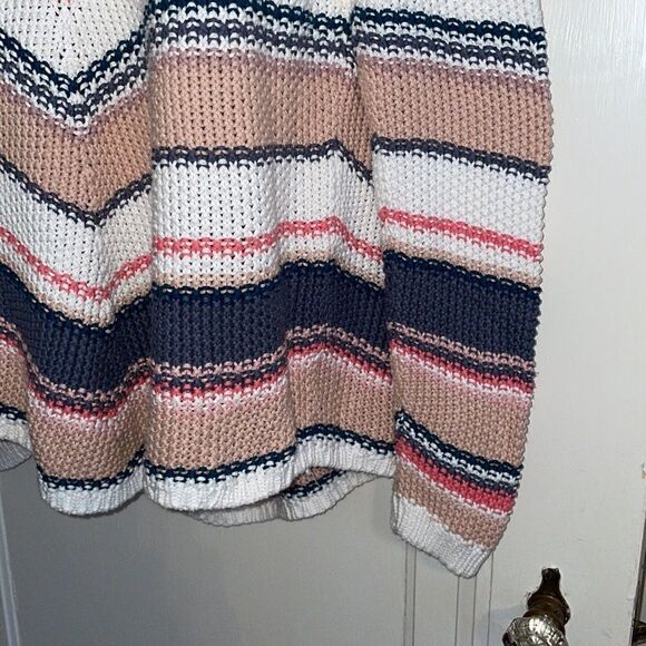 Caslon loose knit tan, pink & blue striped tunic sweater - Picture 3 of 8